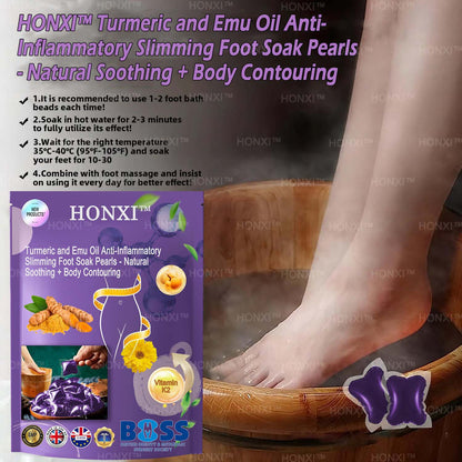 HONXI™ Turmeric and Emu Oil Anti-Inflammatory Slimming Foot Soak Pearls - Natural Soothing + Body Contouring