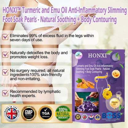 HONXI™ Turmeric and Emu Oil Anti-Inflammatory Slimming Foot Soak Pearls - Natural Soothing + Body Contouring