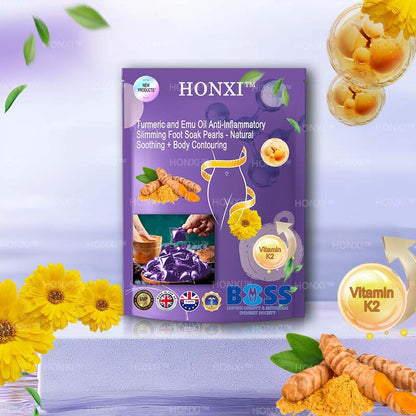 HONXI™ Turmeric and Emu Oil Anti-Inflammatory Slimming Foot Soak Pearls - Natural Soothing + Body Contouring