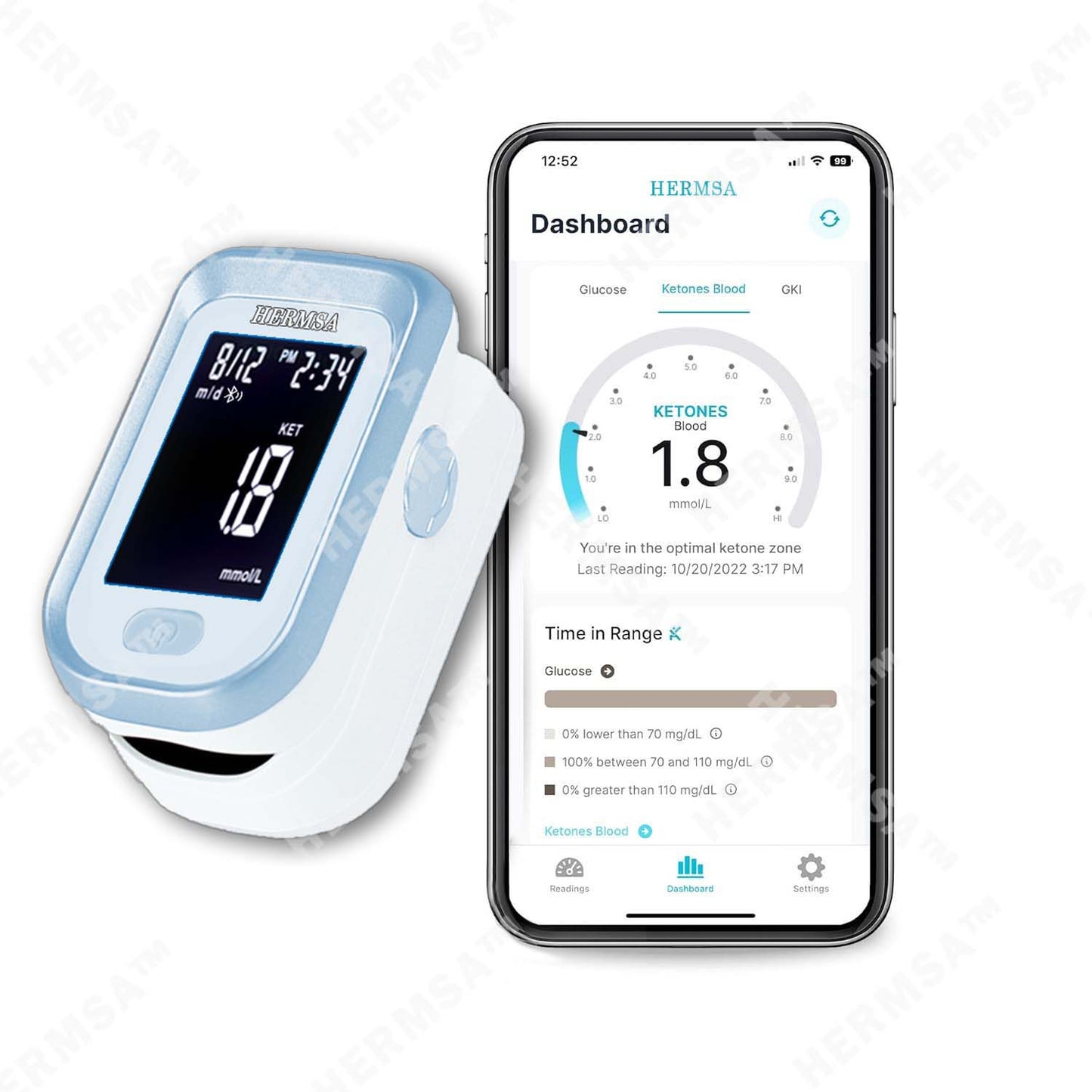 Latest Science✨ Hermsa™ Precision Noninvasive Bluetooth Blood Glucose and Ketone Testing Medical Device + Exclusive Gift [99.9% Accuracy] ⚕️