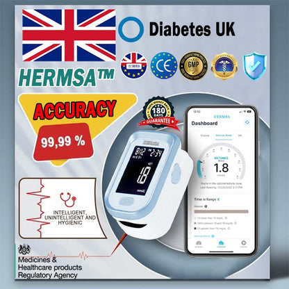 Latest Science✨ Hermsa™ Precision Noninvasive Bluetooth Blood Glucose and Ketone Testing Medical Device + Exclusive Gift [99.9% Accuracy] ⚕️