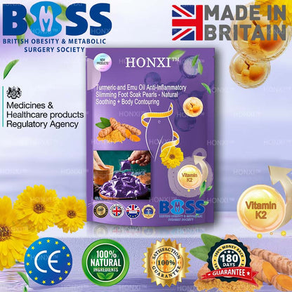 HONXI™ Turmeric and Emu Oil Anti-Inflammatory Slimming Foot Soak Pearls - Natural Soothing + Body Contouring